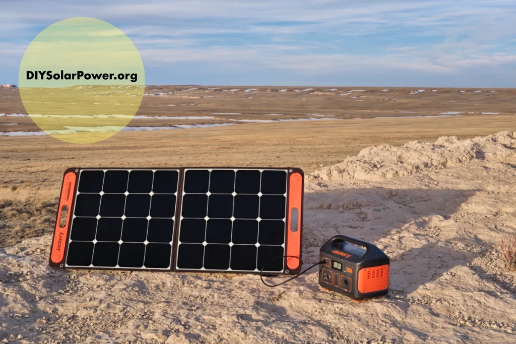 off-grid energy with a Jackery battery and portable solar panel